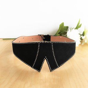 Famous Alaia Black Suede Batwing Studded Belt